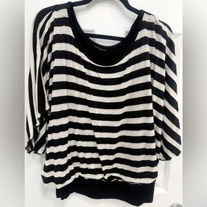 Women’s Black and Cream Striped Blouse